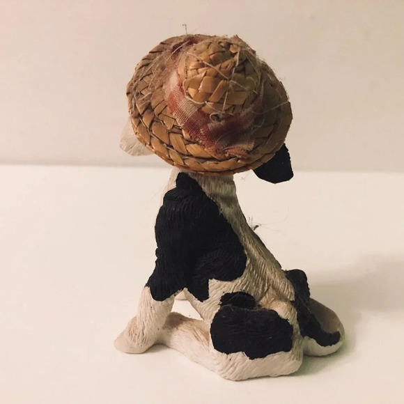 Vtg Lot of 2 Enesco Kathy Wise Calf Cow Figure  Straw Hats - Picture 4 of 16